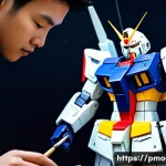 Home 15 맞춤형 프라모델 주문 제작 - **Prompt 1: Meticulous Custom Painting in a Hobbyist's Studio**
A close-up shot of an MZ-generat...